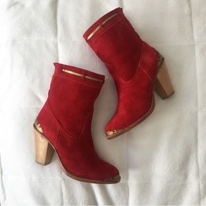 🍁Cobra Society🍁 red suede western boho boots